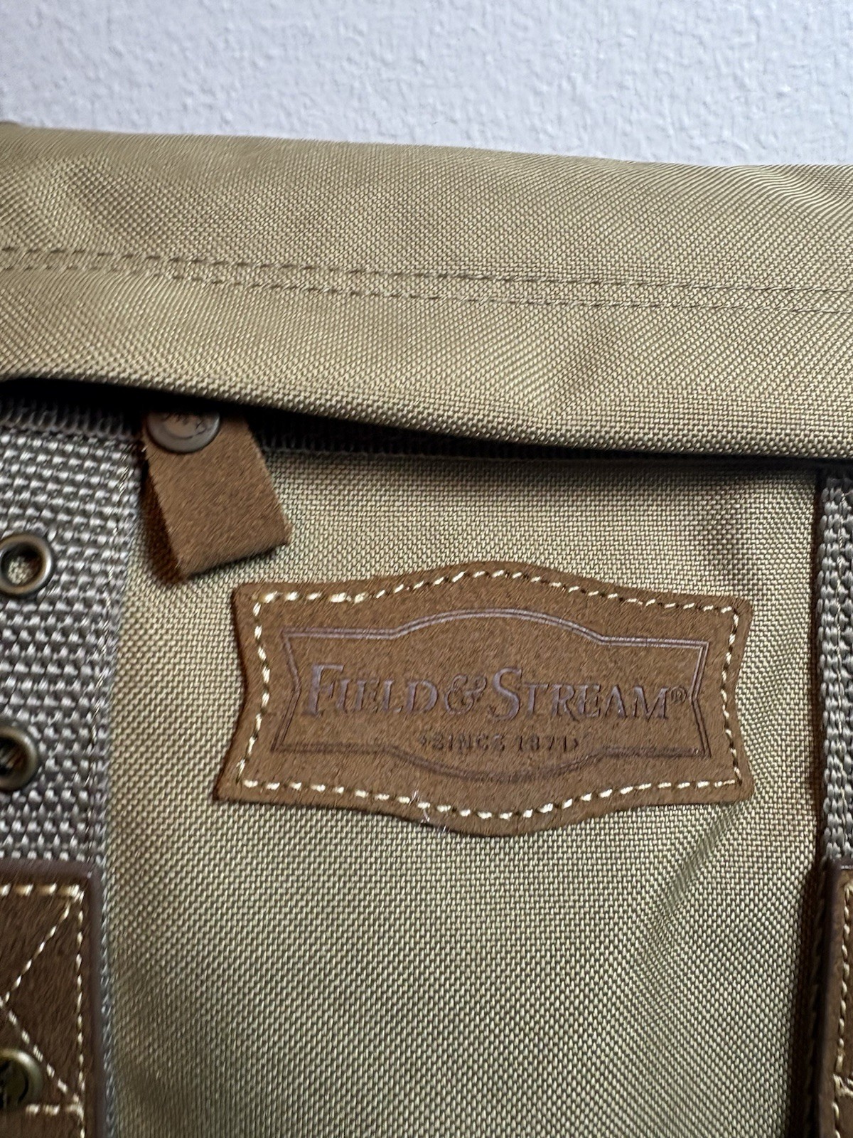 Field & Stream Khaki Canvas Crossbody Bag Utility Outdoors Travel Satchel