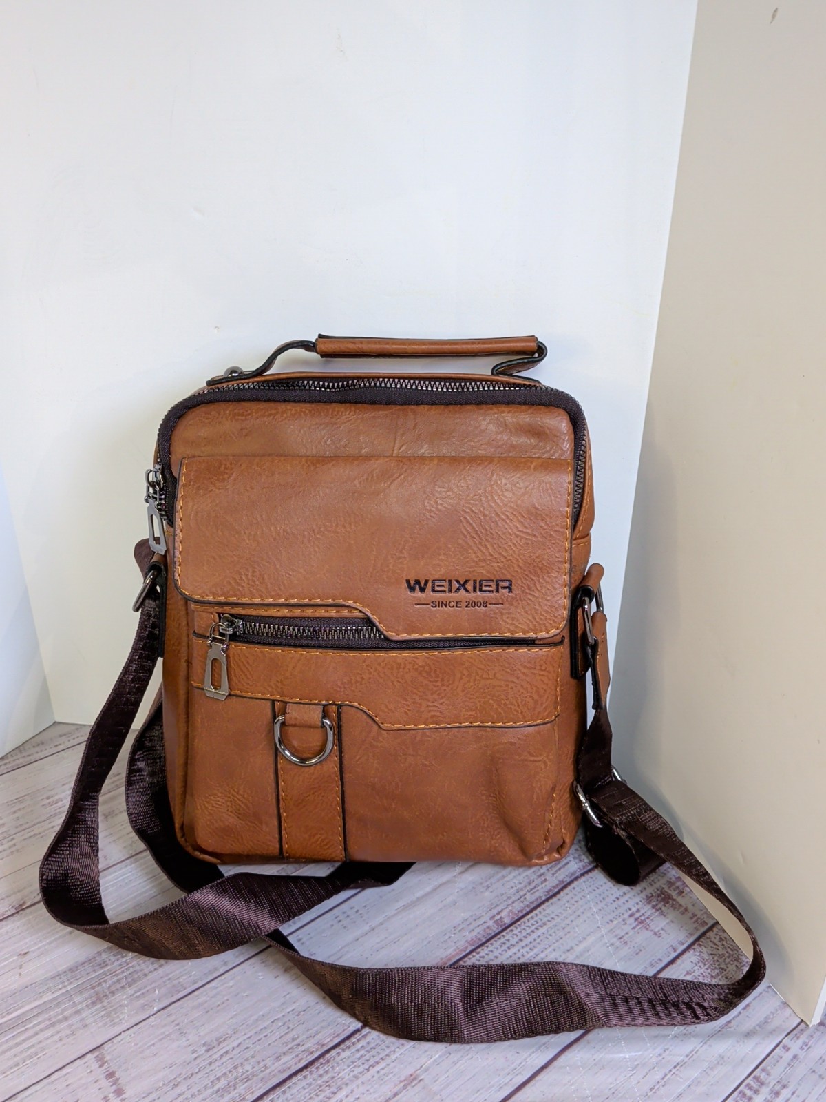 WEIXIER Men Crossbody Bag Shoulder Bag PU Leather Messenger Bag Handbag