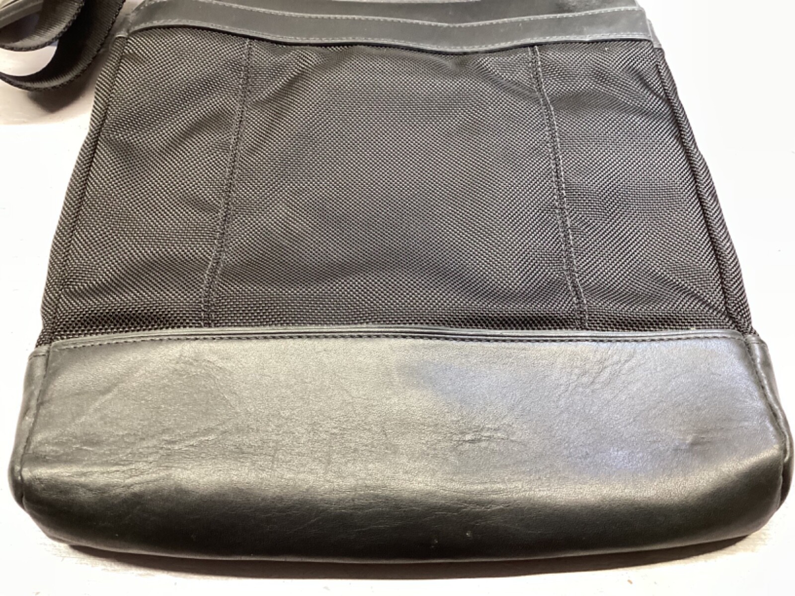 Tumi Men’s Leather and Nylon Crossbody Messenger Bag