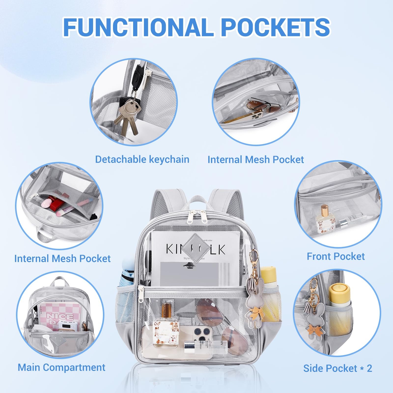 Clear Backpack for Stadium Events Approved 12×6×12, Thick TPU Mini Clear Bag …