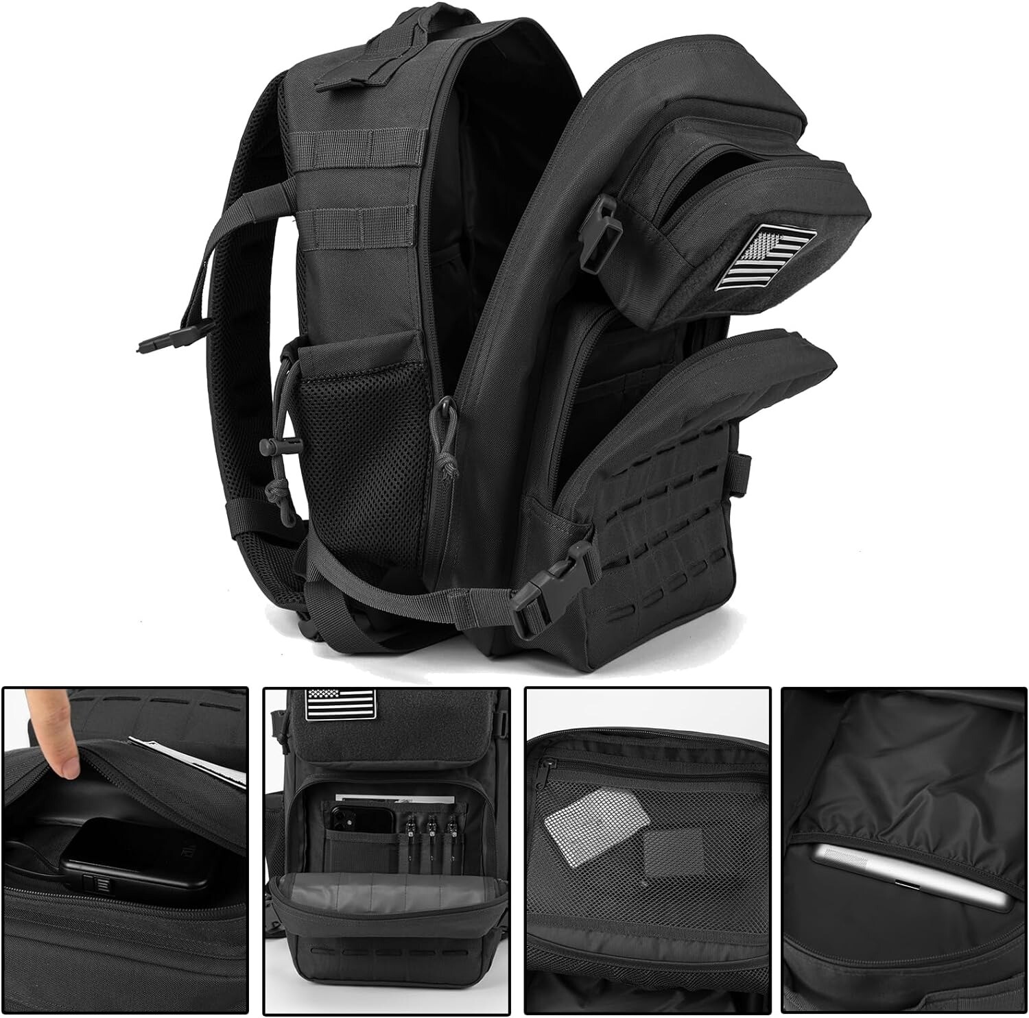 45L Military Tactical Backpacks With Bottle Holder Molle Bag 3 Day Assault Pack