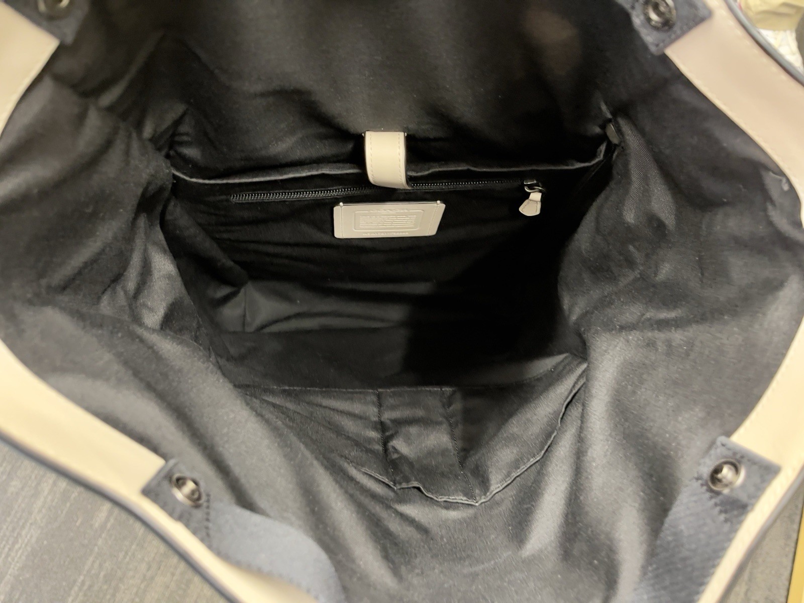 COACH F56662 Explorer Back Pack Perforated Mixed Materials Chalk/Black