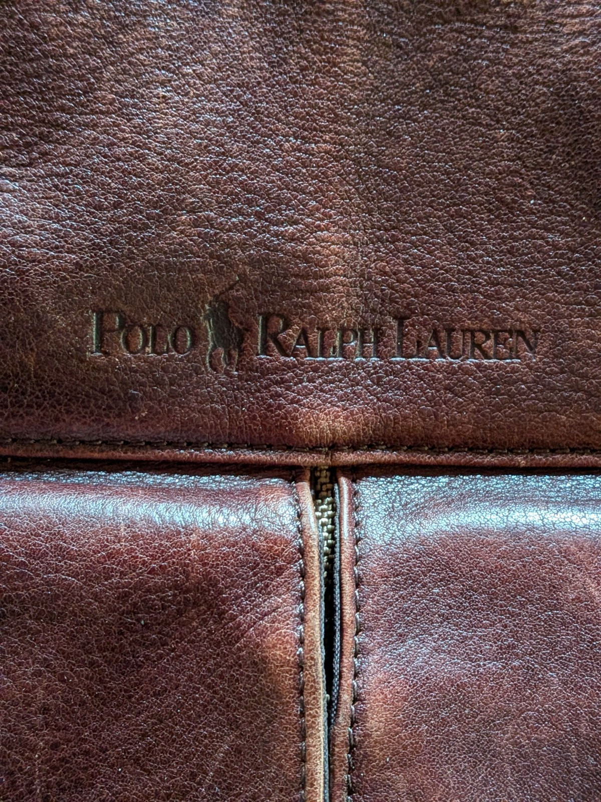 POLO RALPH LAUREN Tan & Brown Leather Messenger Bag Crossbody Shoulder Bag
