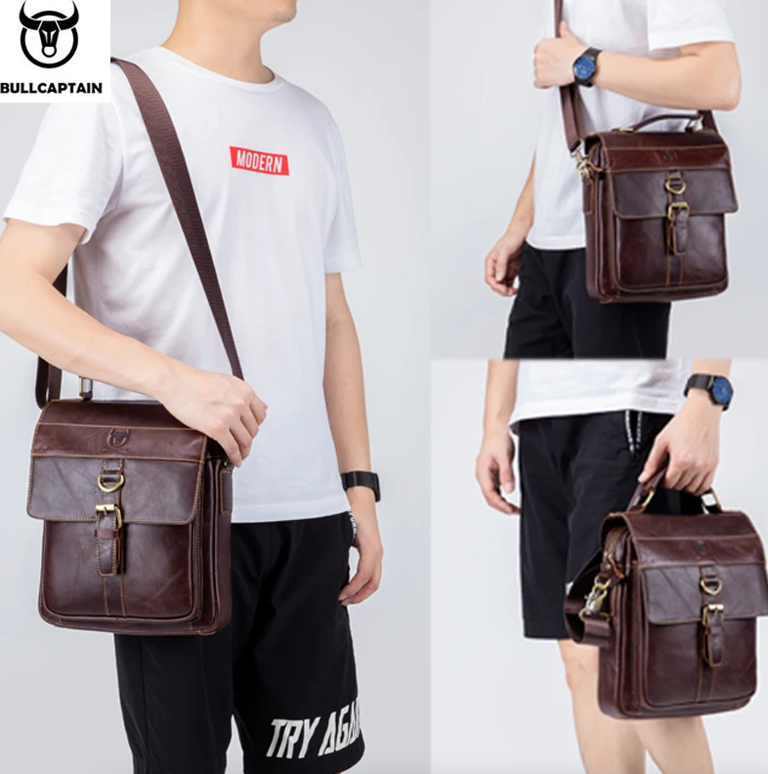 Retro Men’s Leather Shoulder Bag Satchel Large Capacity