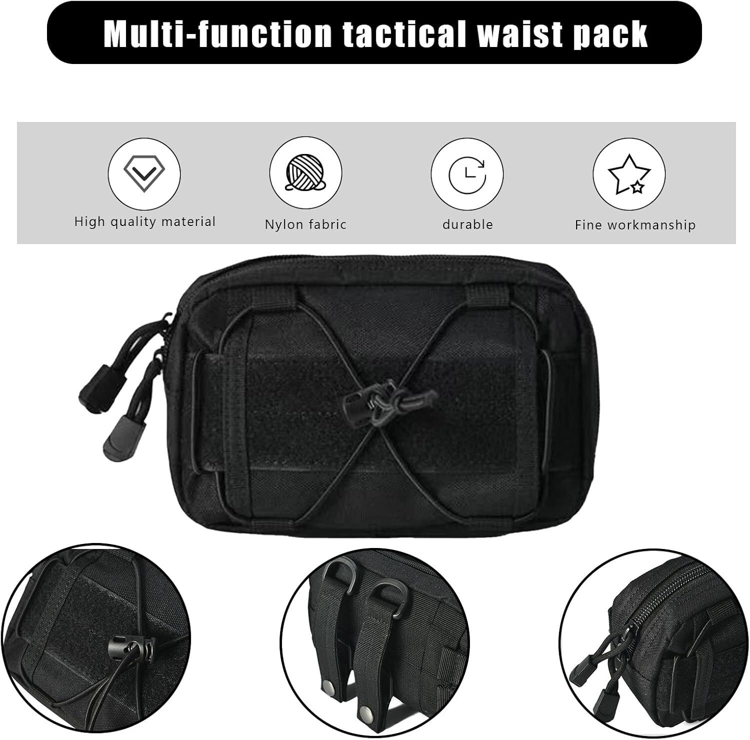 Tactical Molle Compact Horizontal Admin Pouch Utility EDC Accessories Waist Pack