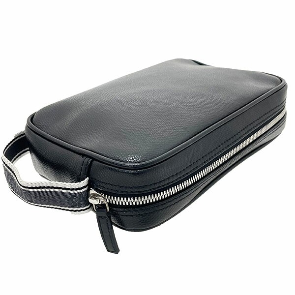■Authentic Salvatore Ferragamo logo clutch bag in black leather (size 24 8811).