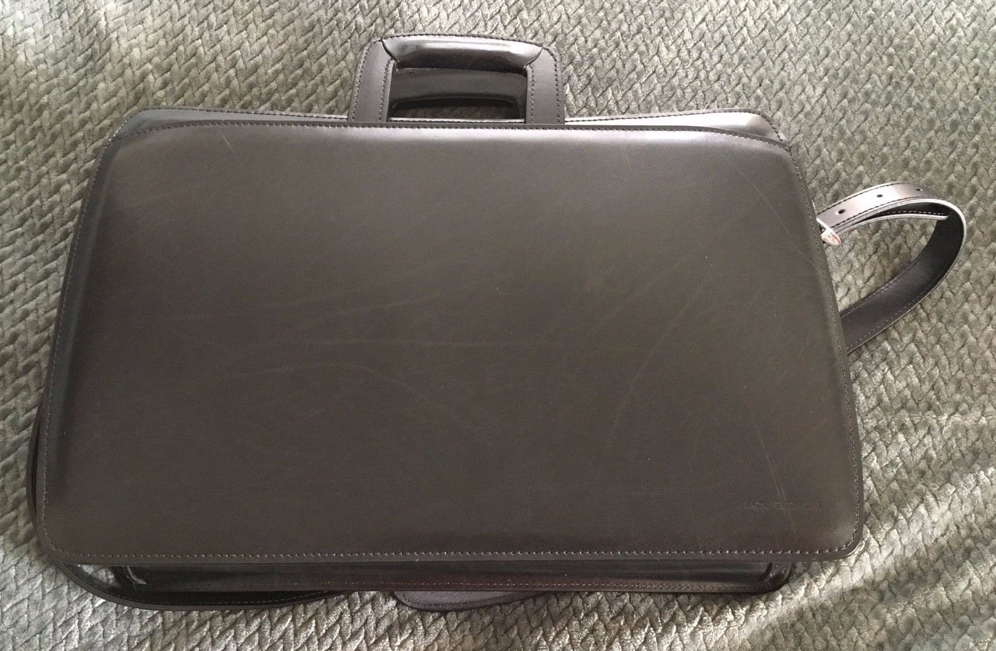 JACK GEORGES Sienna Black Leather Professional Briefcase Messenger-Near Mint