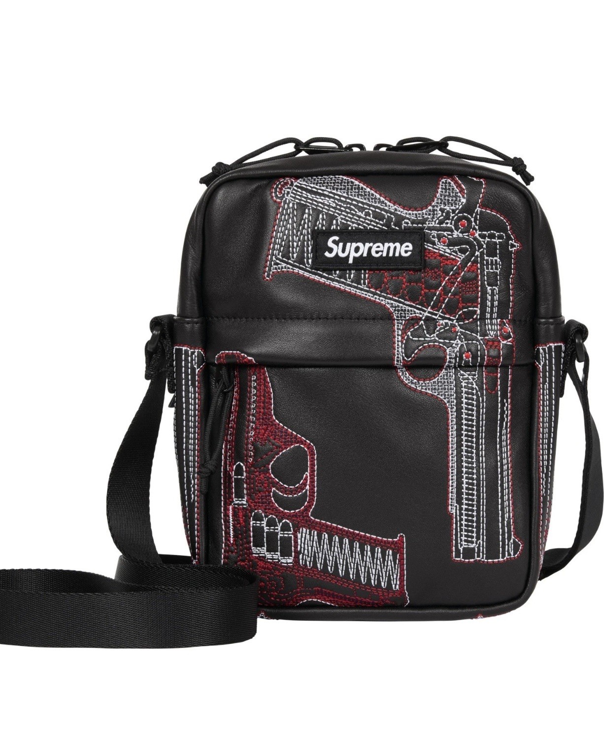 Supreme Leather Shoulder Bag- “Guns”- Black- New In Bag