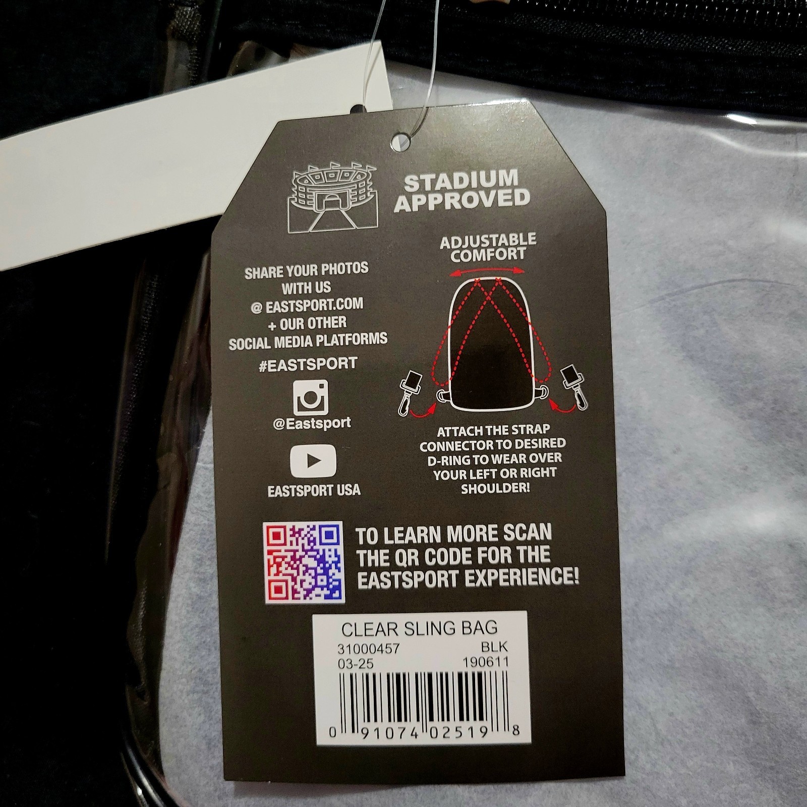 Eastsport Clear Stadium Approved Sling Gear Bag Unisex