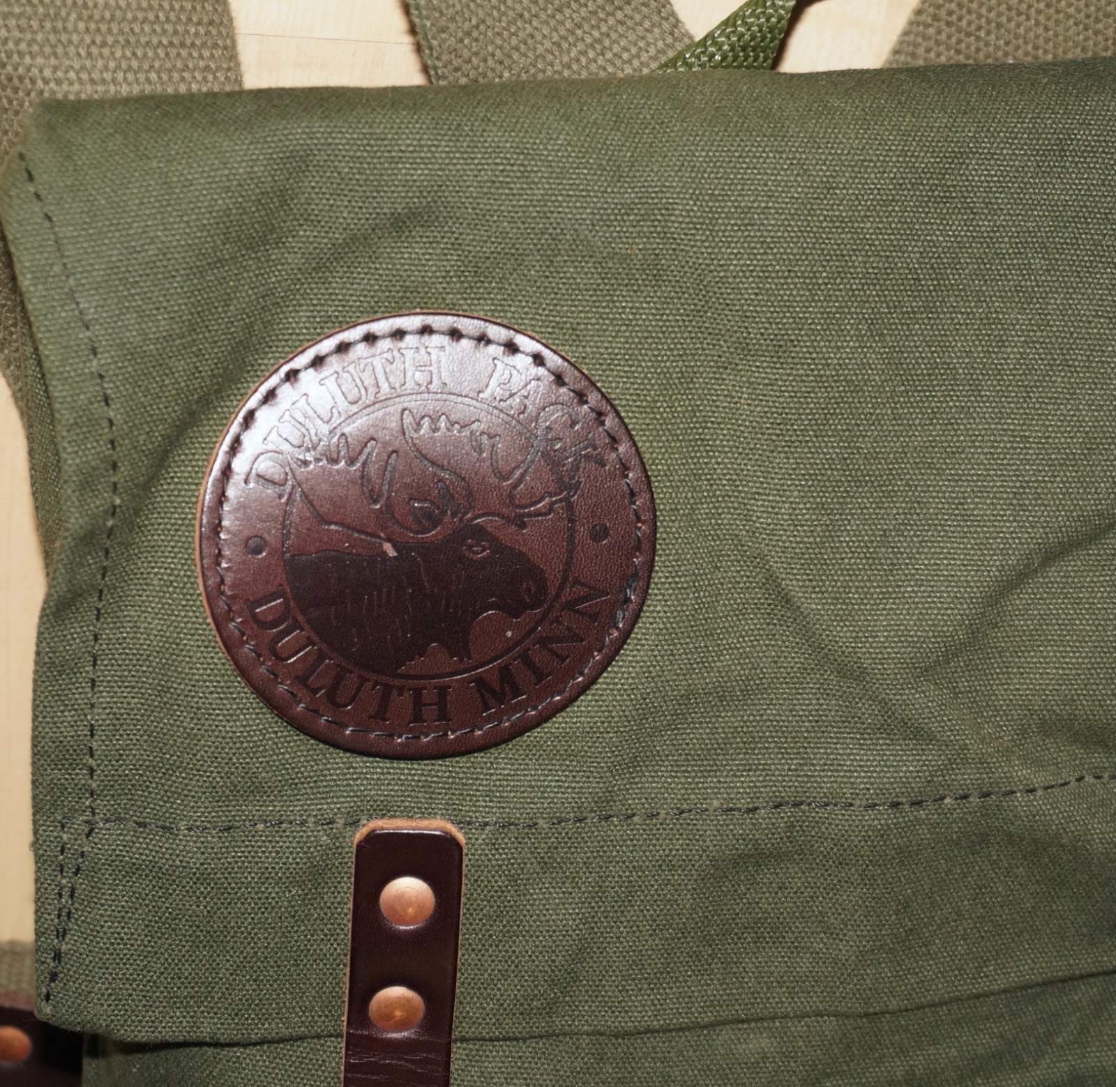 DULUTH PACK Juniper Green Canvas & Brown Leather SCOUT Backpack 16×14