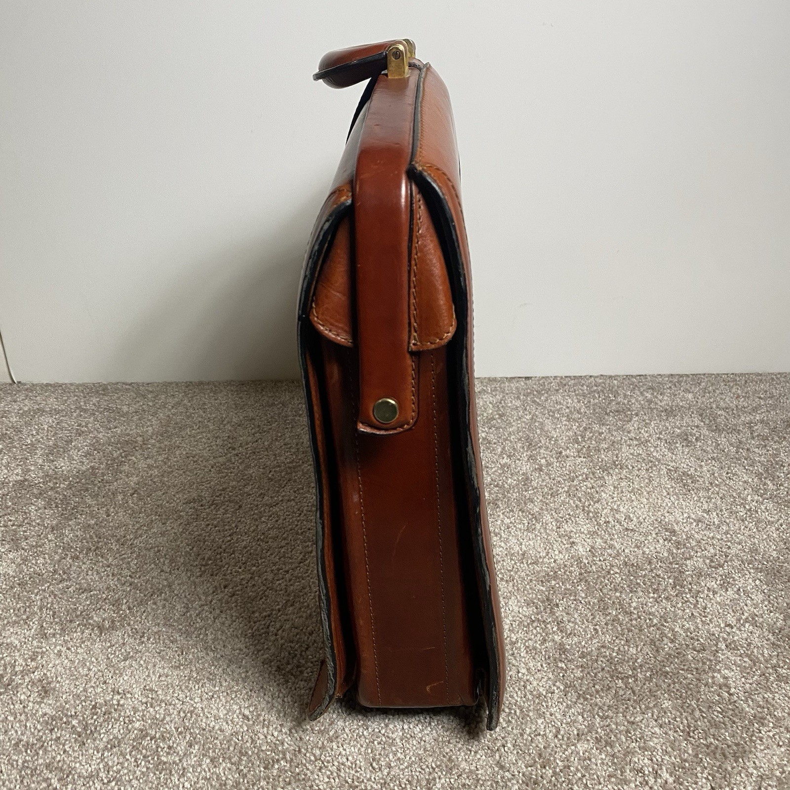 VTG Bosca Old Leather Partners Large Brief Case Bag Lock/Key Cognac Nice Patina