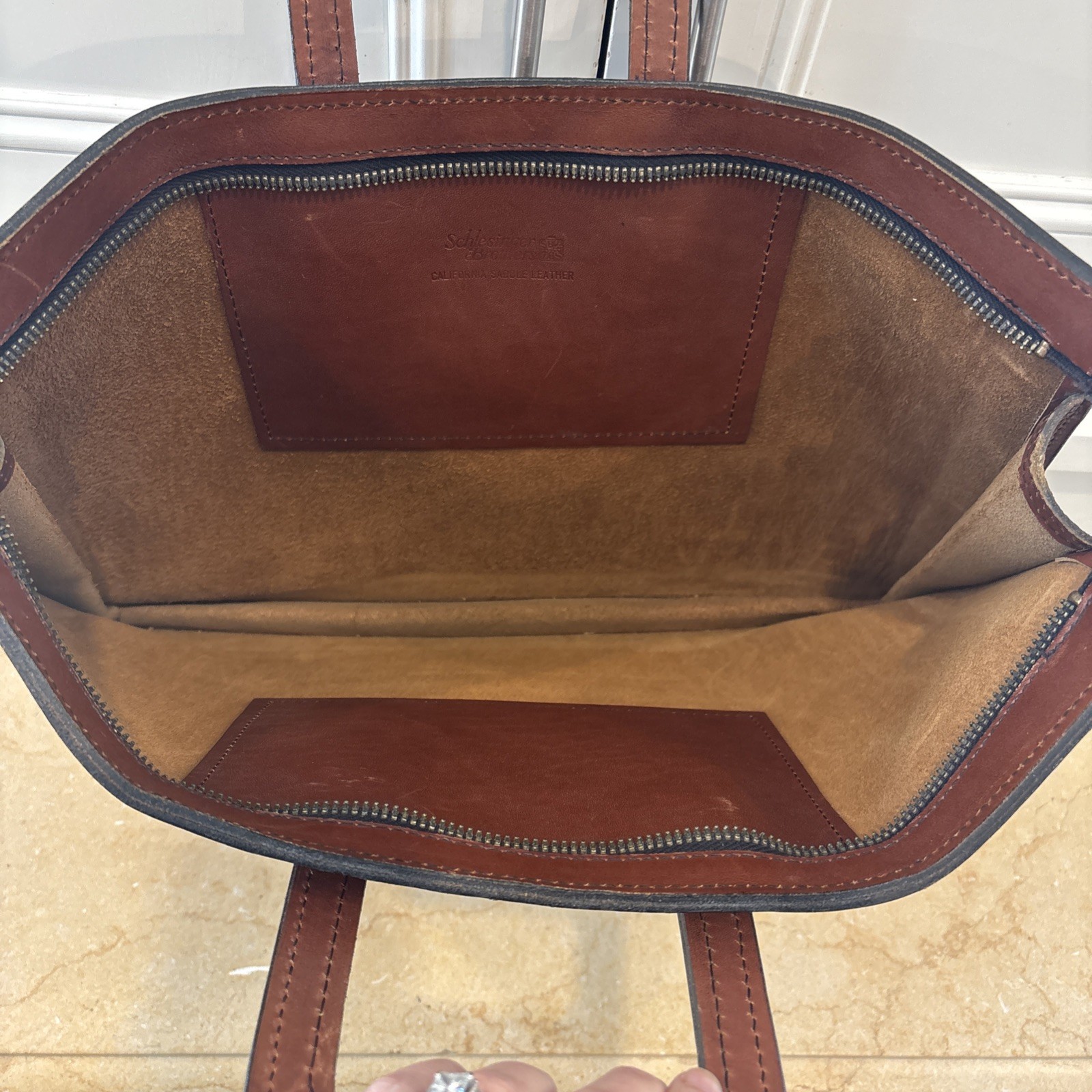 SCHLESINGER Brothers Saddle Leather Brown Briefcase Portfolio Laptop Bag Vintage