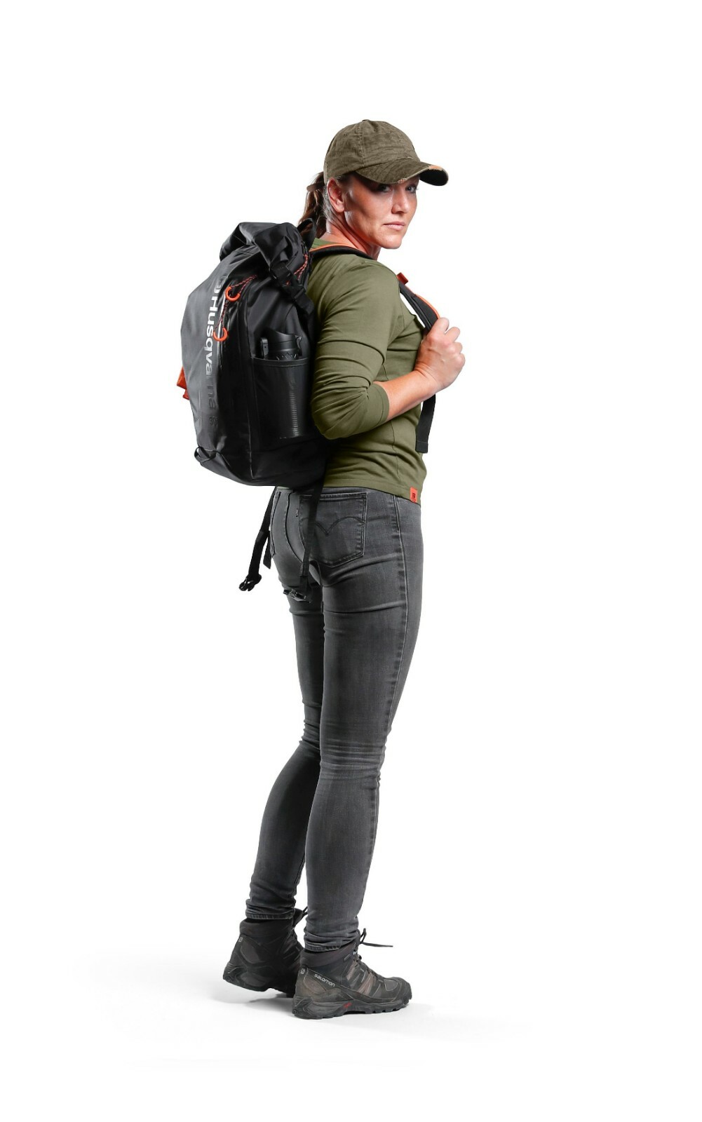 Husqvarna Heavy Duty Back Pack Gear Bag Multi-Pocket w/Rain Guard Book Bag Grey