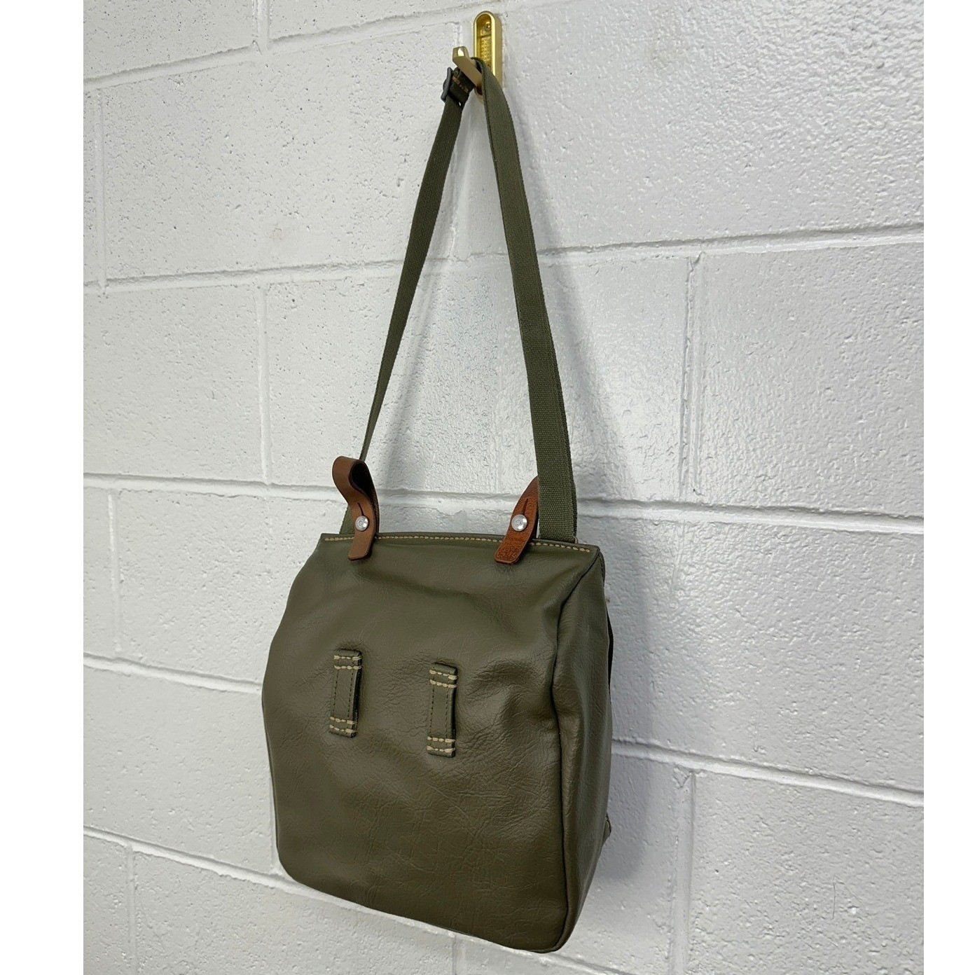 VTG Swiss Army A. Jacot Sellier Bread Bag Haversack Olive Green Canvas Leather