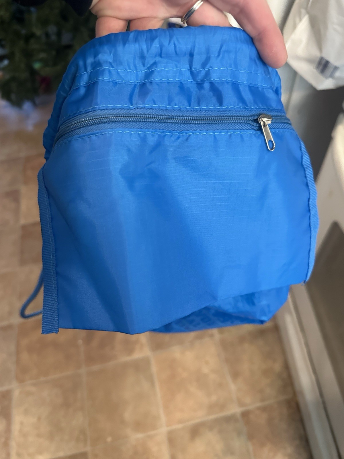 Nike Tiempo Drawstring Backpack with Zipper Pocket Blue Excellent Condition!
