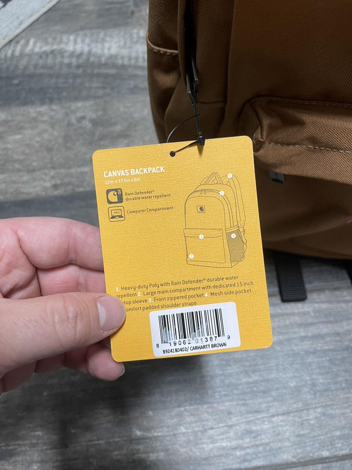 Carhartt Canvas Trade Backpack Back Pack Book Bag Laptop Blue Badge Patch