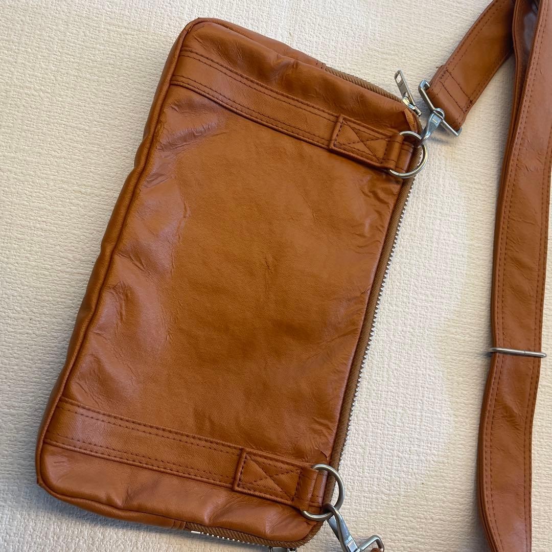 PORTER Yoshida Kaban FREE STYLE Camel Inner Pockets Shoulder Bag Made in Japan
