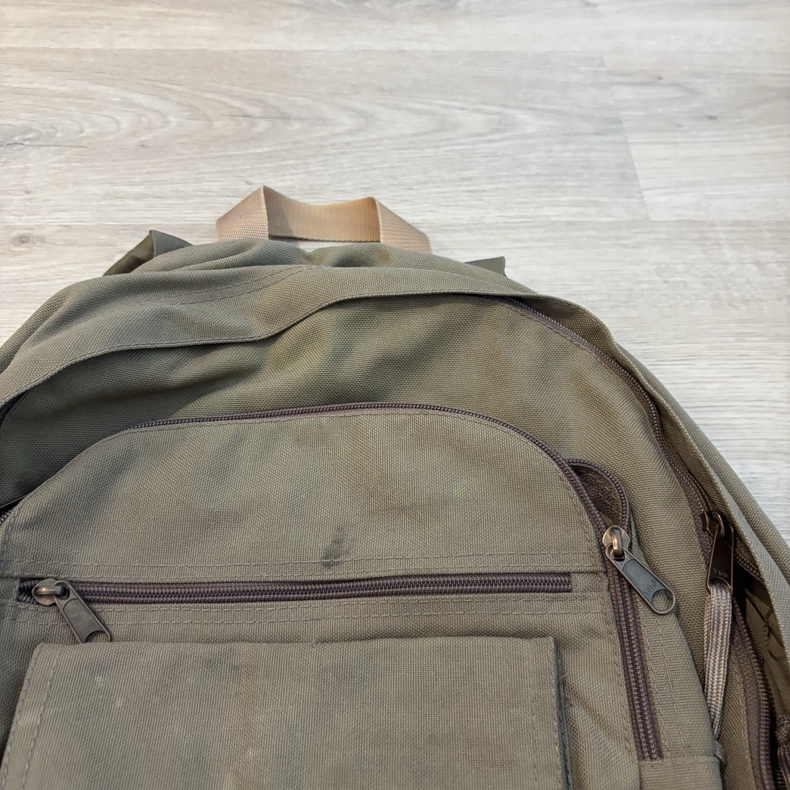 Vintage Eddie Bauer Backpack Daypack Canvas Brown 2 Pocket Adult 16×13*