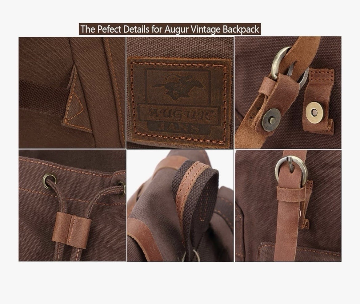 AUGUR High Capacity Canvas Vintage Backpack – for School College Hiking Trave…