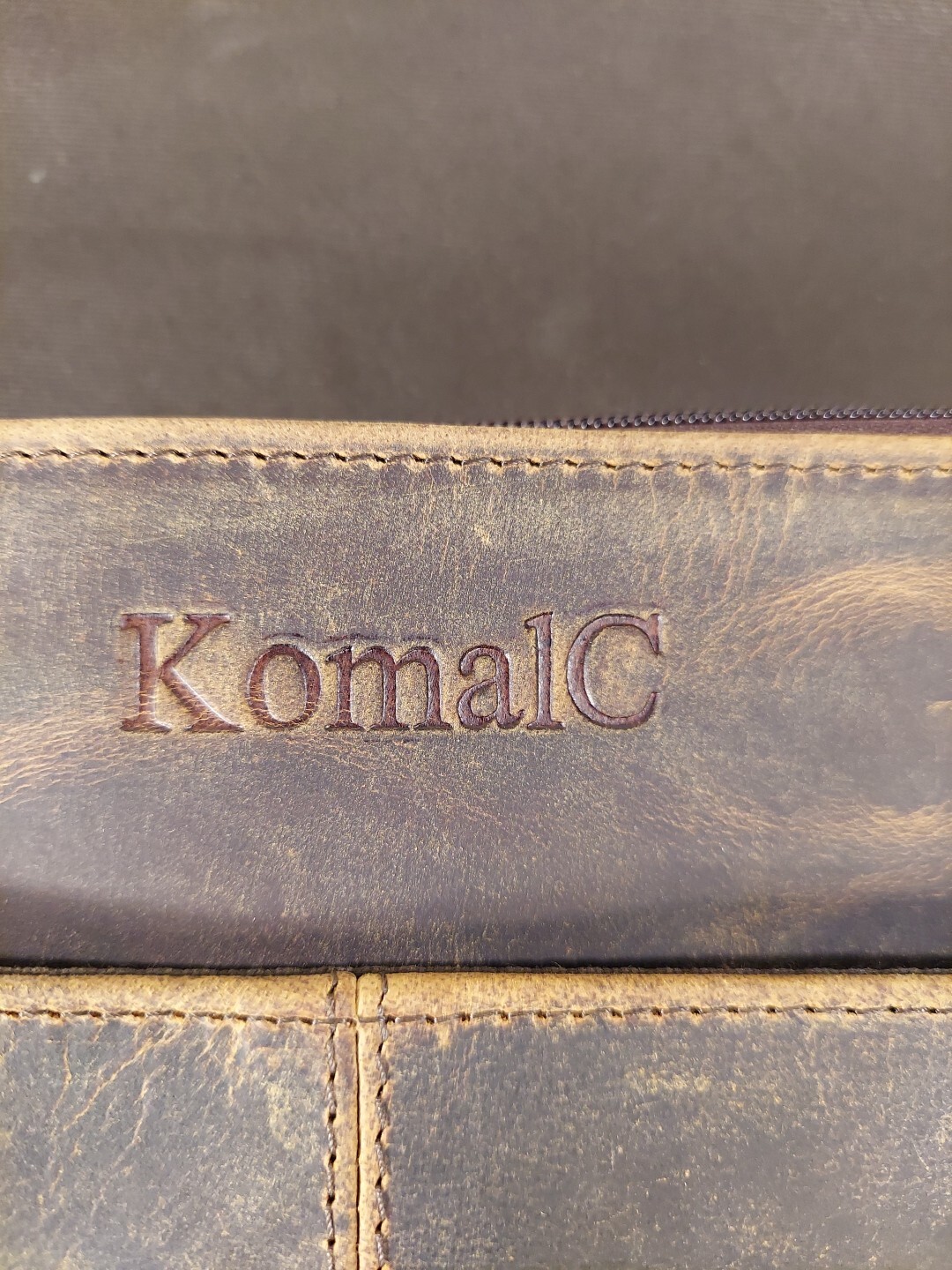 KomalC Brown Leather 18″ Messenger Laptop Bag Satchel
