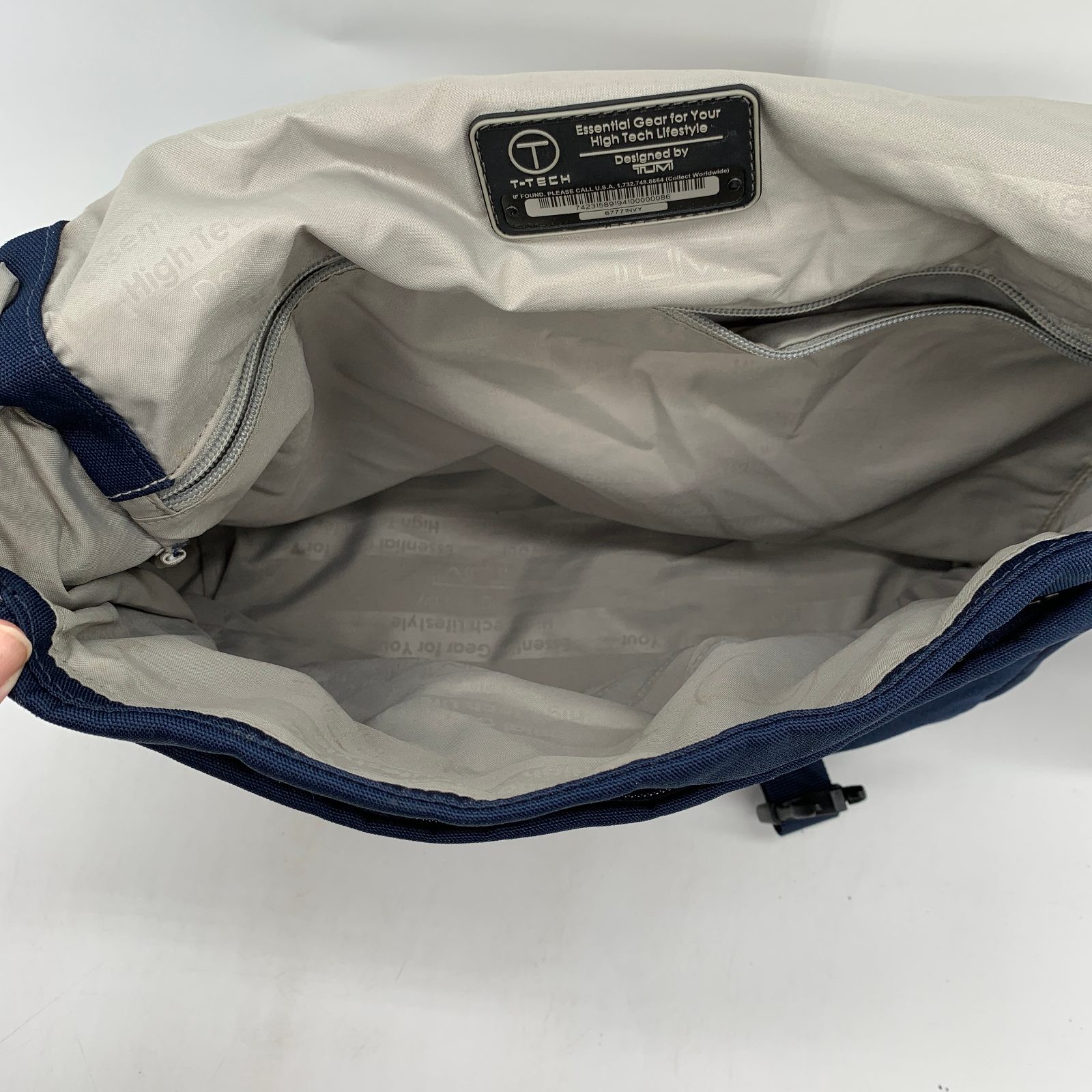 T-Tech by Tumi Messenger Bag Navy Blue Canvas Crossbody 6771NVY 15x10x4