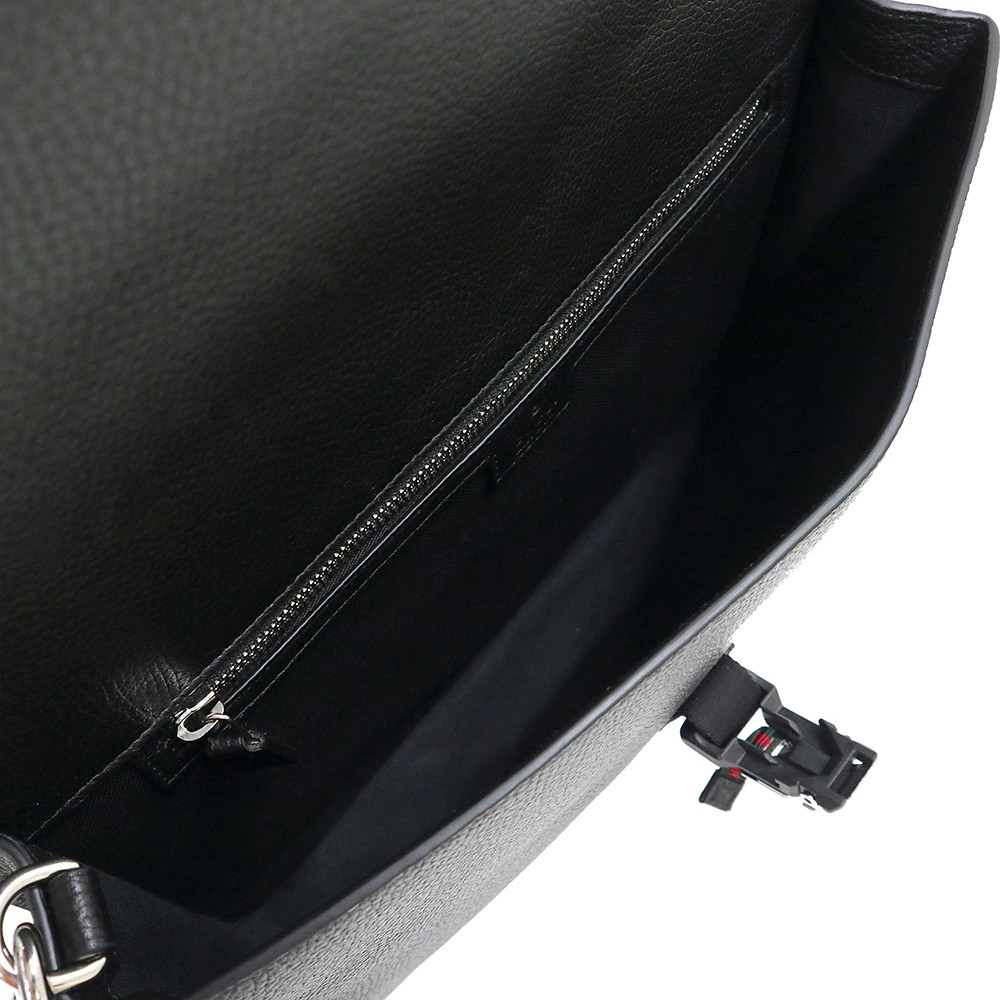 Gucci i I Web Stripe Medium Clutch Bag Soft in Leather Black 816755 r1_0629