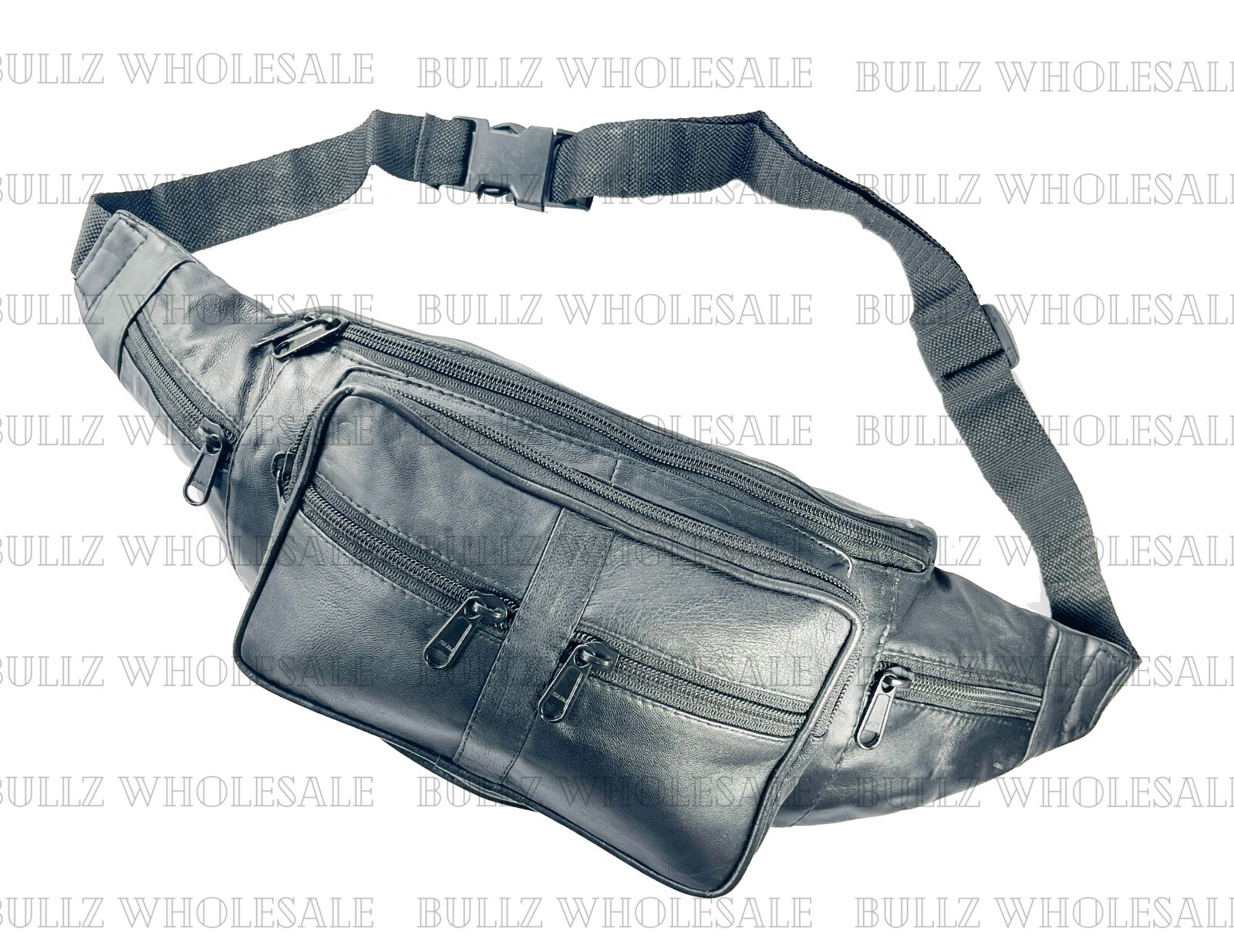 Bullz Lambskin Leather Medium Fanny Pack Travel Organizer Waist Bag