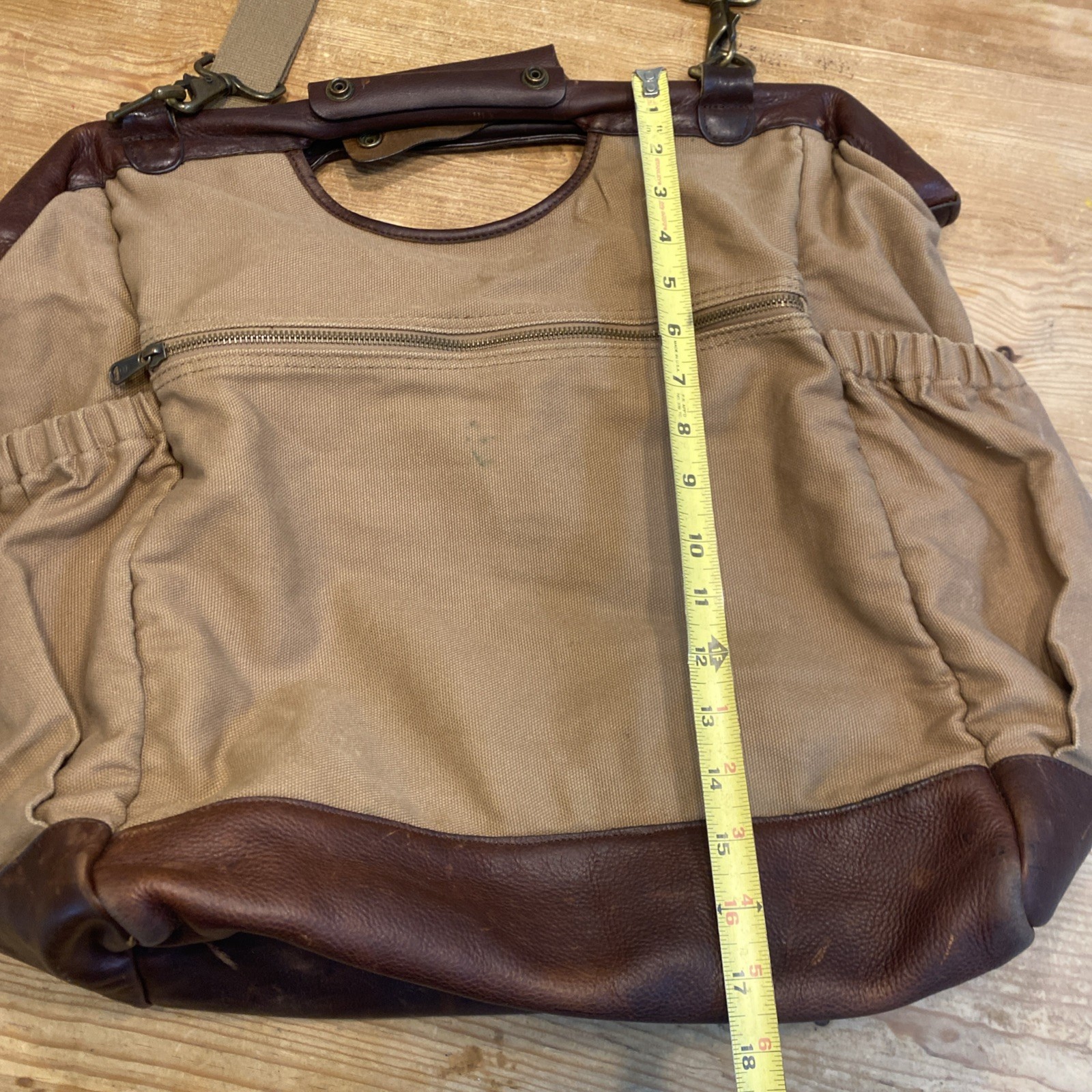 Vintage Duluth Trading Postmaster Tote Bag Canvas Leather w Shoulder Strap