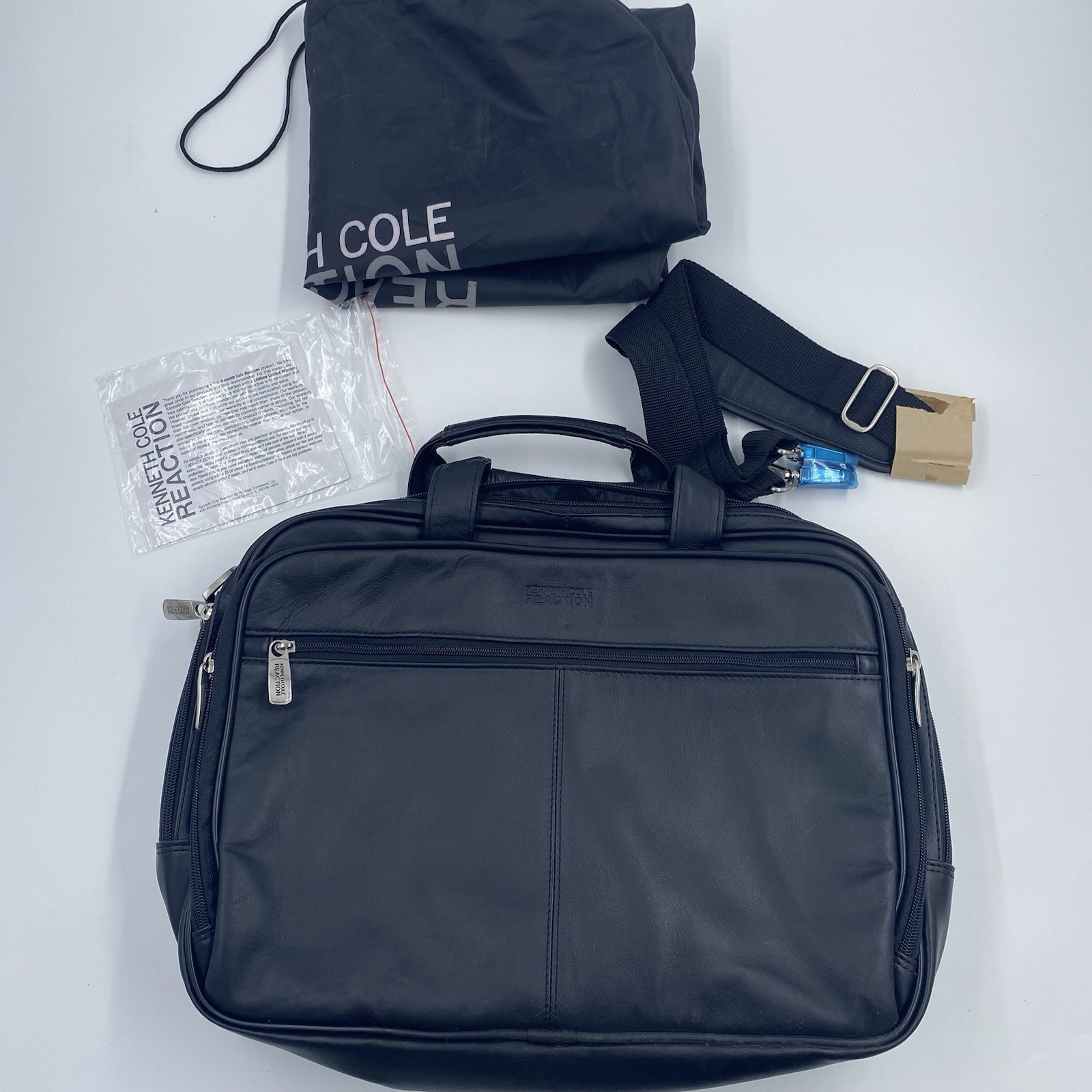 Kenneth Cole Reaction Double Occupancy Black Laptop Briefcase NWOT Leather