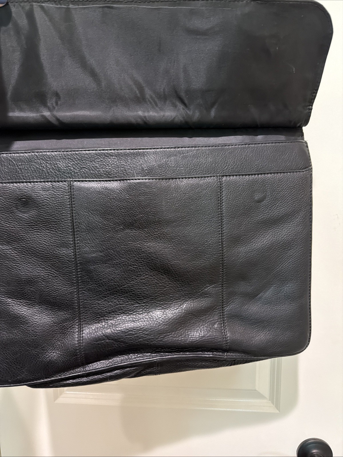Vintage Wilsons Leather Expandable Briefcase Laptop Messenger Bag Black w/Strap