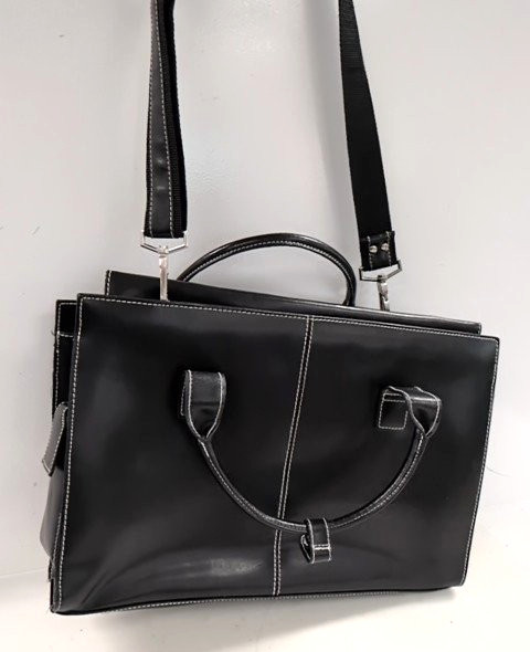 Samsonite Leather Briefcase Document Case Magnetic Closure Top Handle Strap