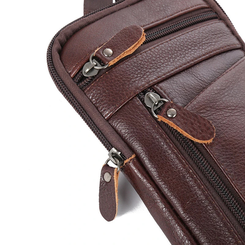Men’s Genuine Leather Waist Pack Small Crossbody Bag Phone Pouch Belt Bag Compac