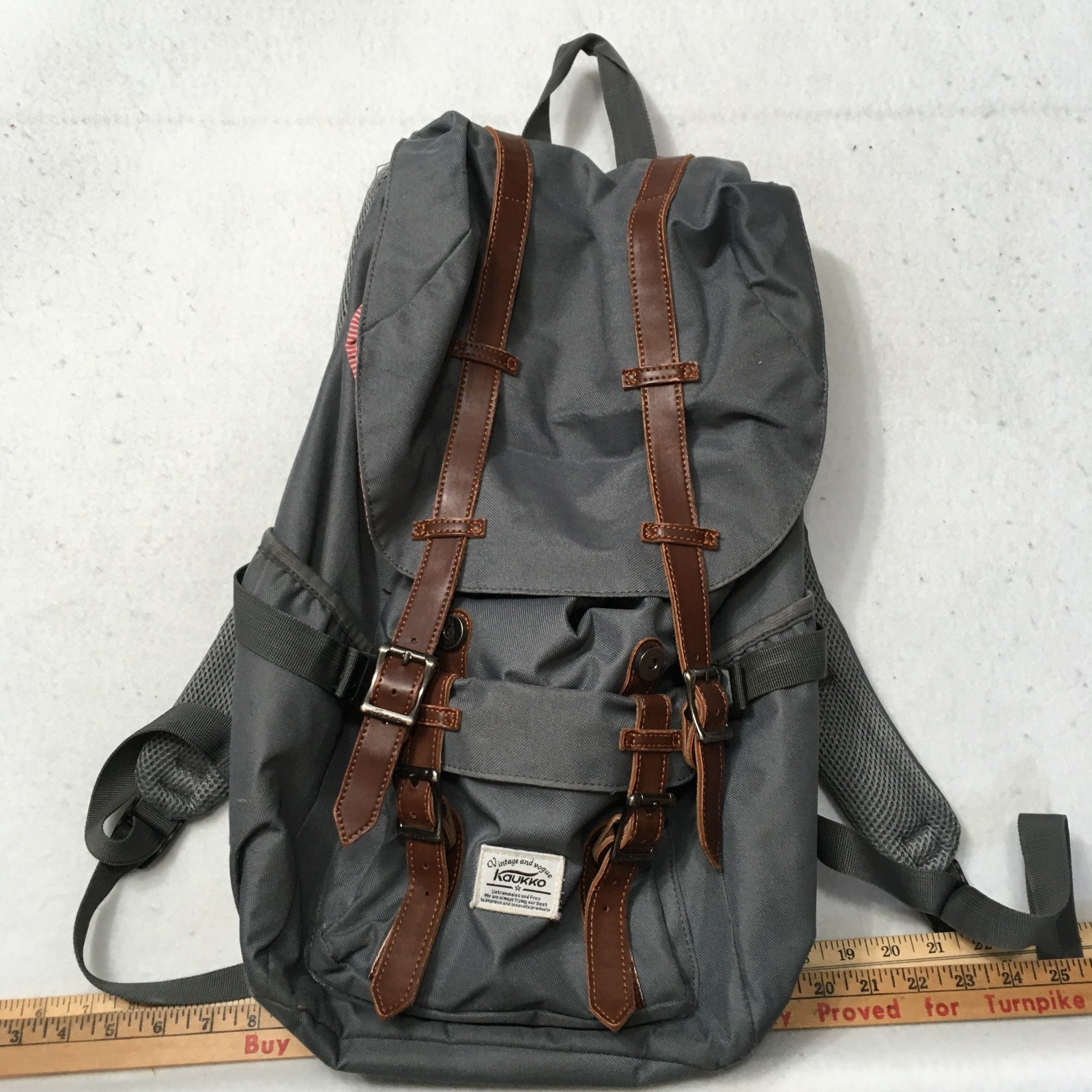 Kaukko Back Pack Vintage And Vogue Red Striped Lining Very Nice Large Size