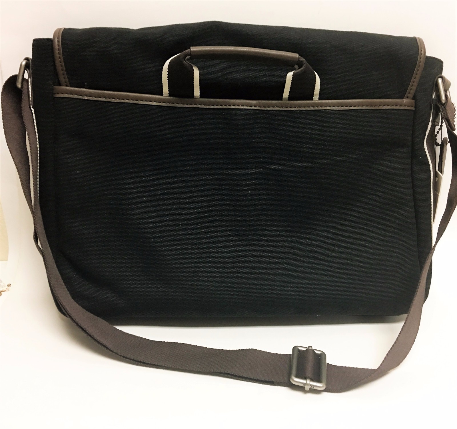 FOSSIL LANE MESSENGER BLACK CANVAS+OLIVE GREEN NYLON,BROWN,LAPTOP BAG CROSSBODY