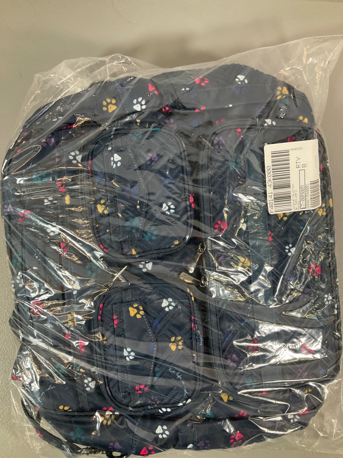Lug Quilted Overnight Tote Bag – Unisex Navy with Paw Print Charm, Multiple Comp