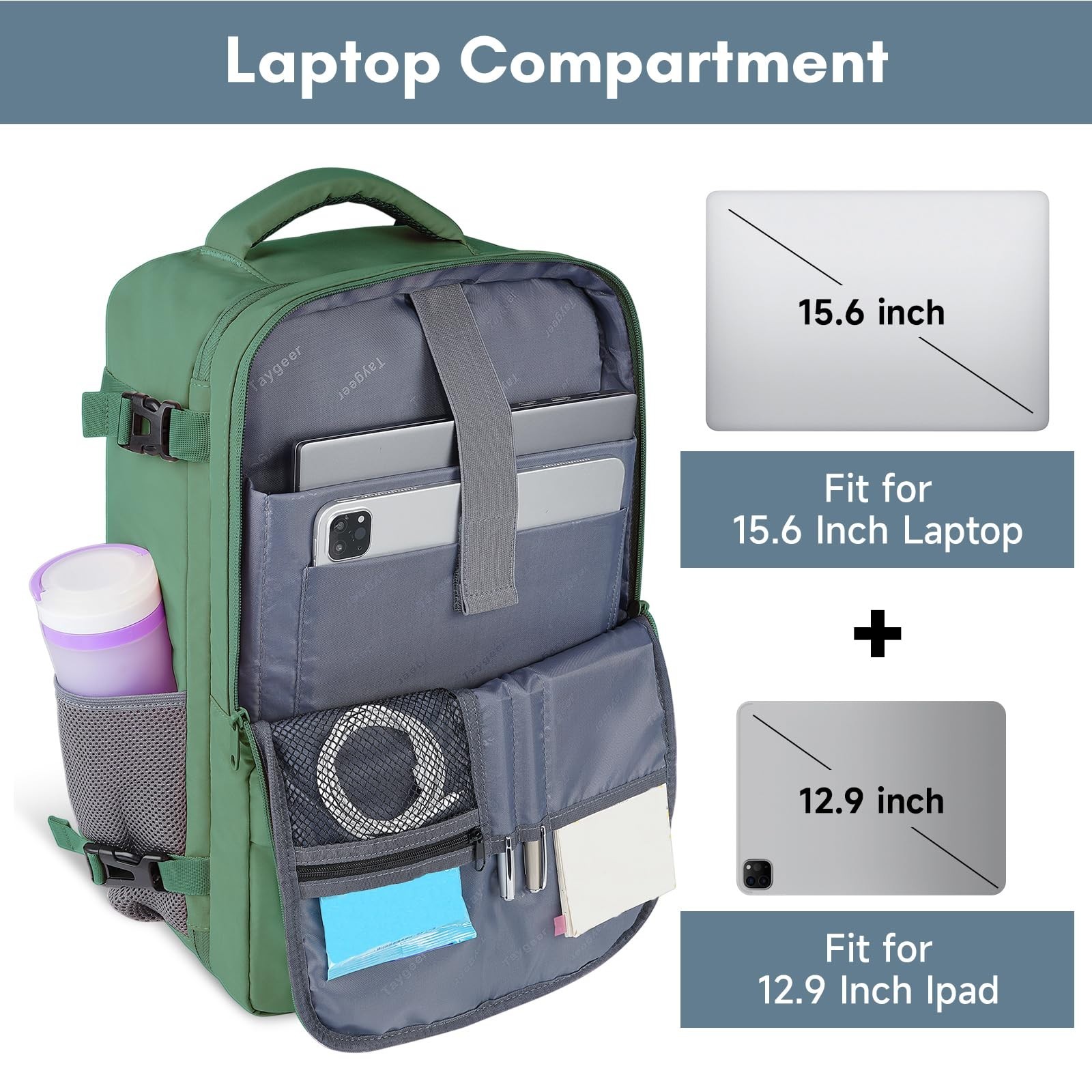 Travel Backpack for Women, TSA Approved Carry-On, 15.6″ Laptop Bag, Shoe Pouch,
