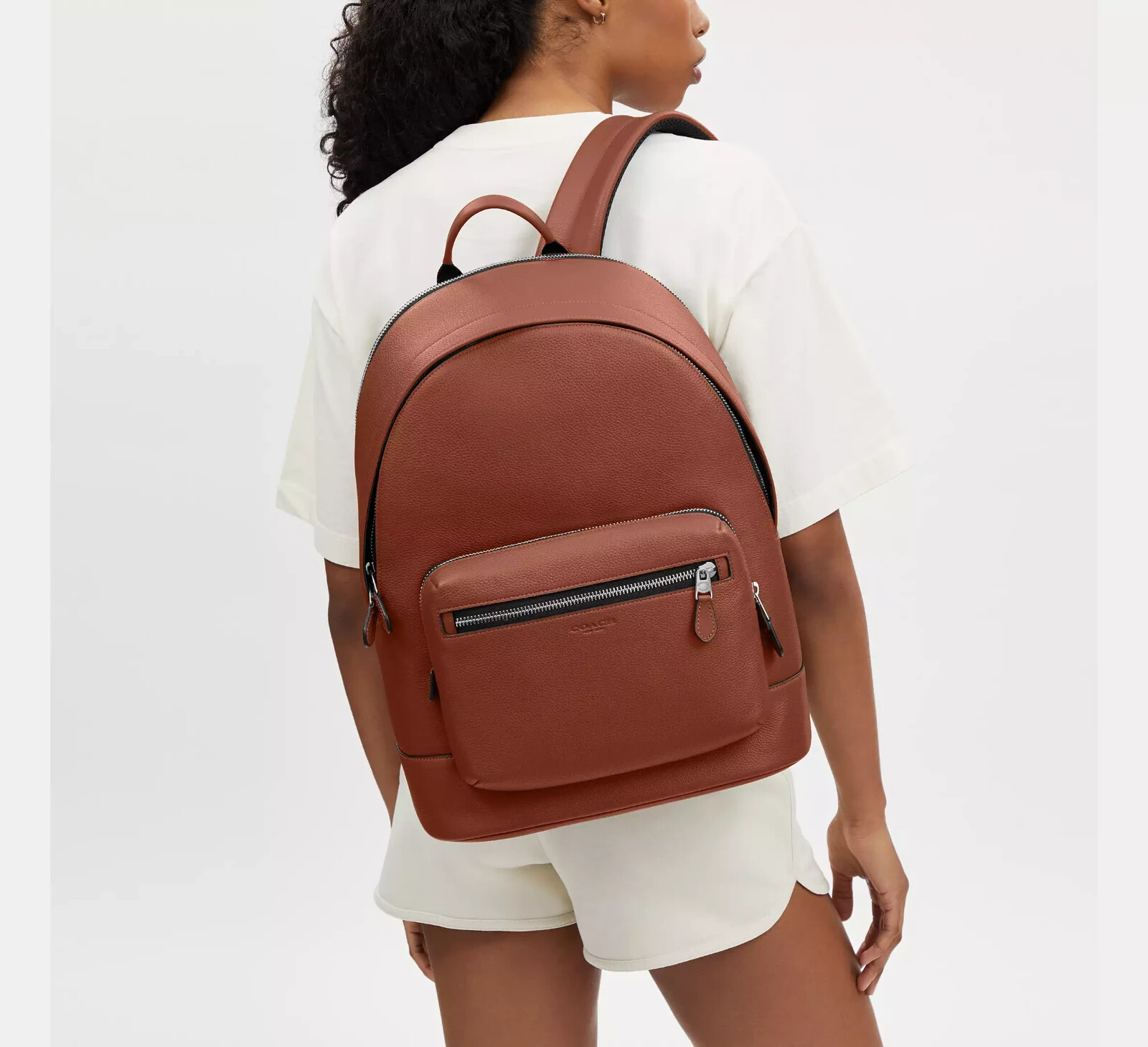 NWT Coach CU105 Men’s West Backpack In Redwood Brown Pebble Smooth Leather Bag