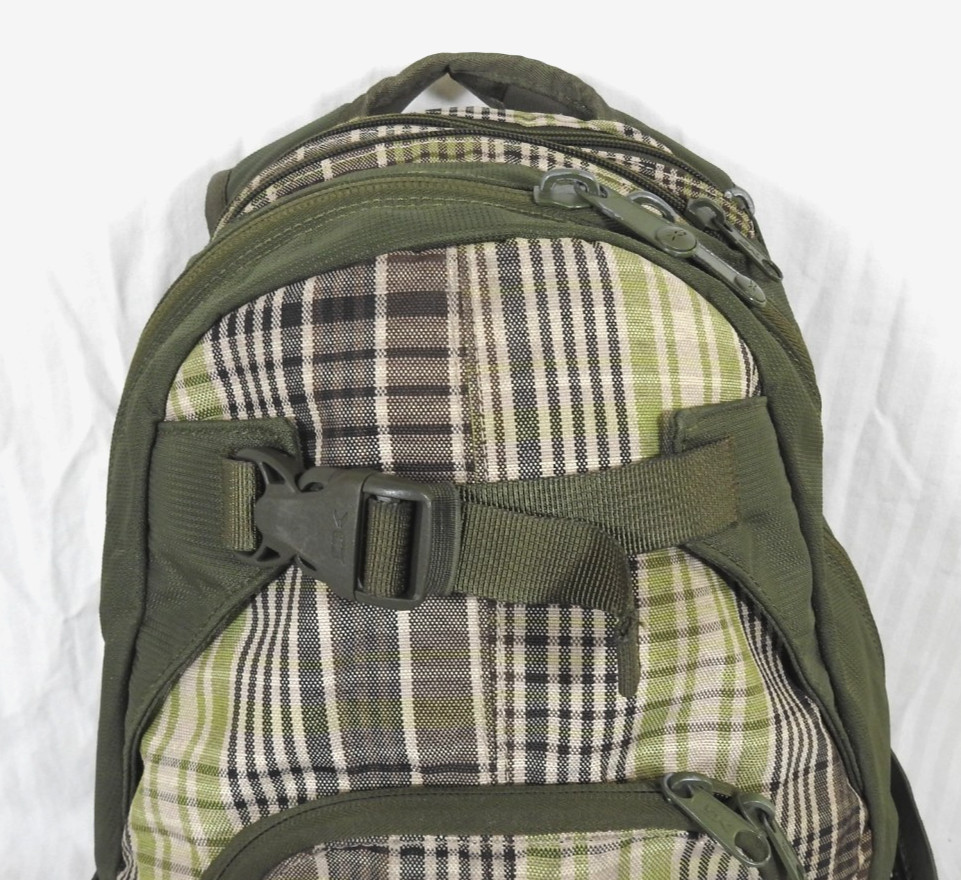 Dakine Olive Green & Tan Plaid Explorer Pack Laptop Backpack. #8130-050-27