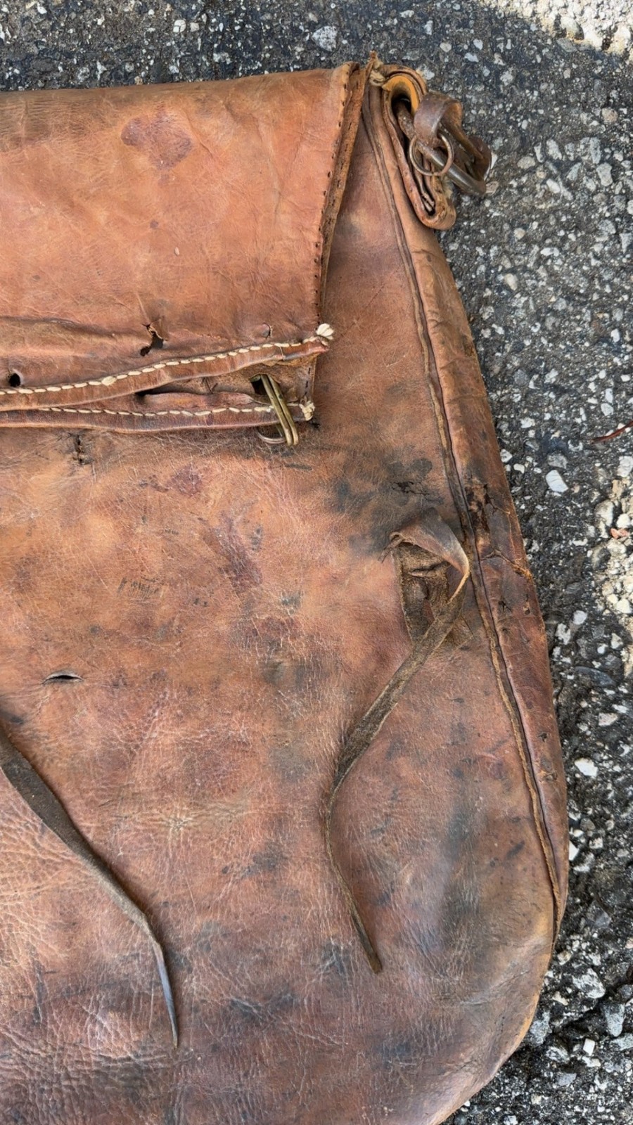 Antique Vtg Lrg Handmade Leather Satchel Messenger Mail Bag Patina Workwear rrl