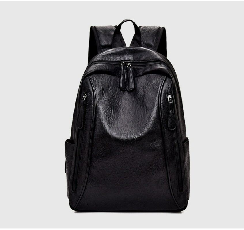 Men’s Large Capacity Leather Backpack, Soft Leather Travel Work Bag Leisure Bag