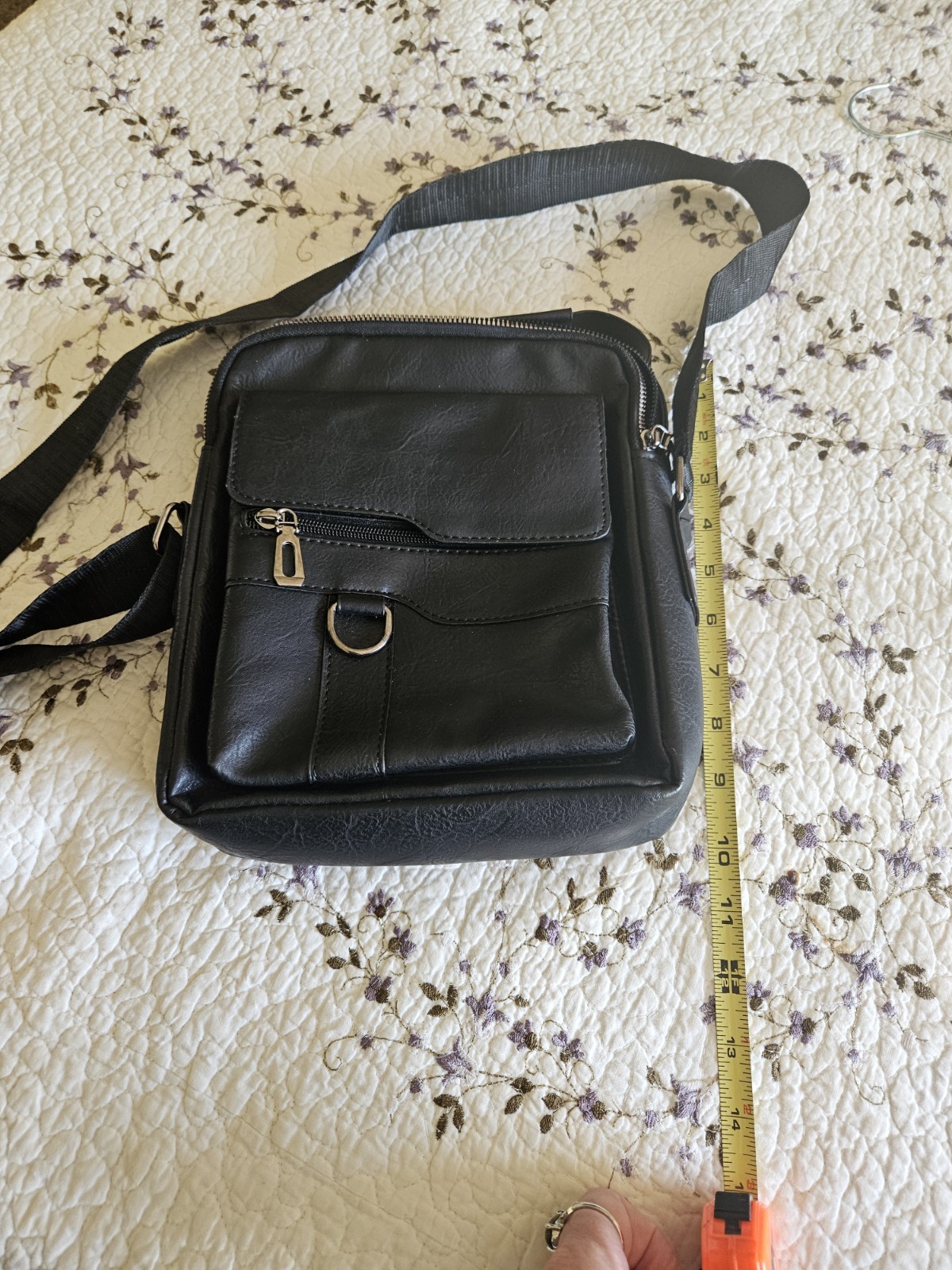Unisex Black Small Crossbody Messenger Bag Zip & Magnetic, Adjustable Strap