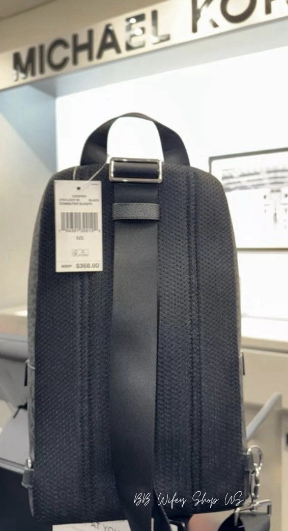 Michael Kors Cooper Commuter Sling Pack Backpack Signature Logo Black