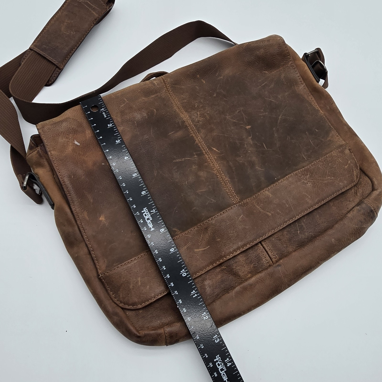 Wilsons Leather Messenger Bag Brown Vintage Legal Breifcase Shoulder Distressed