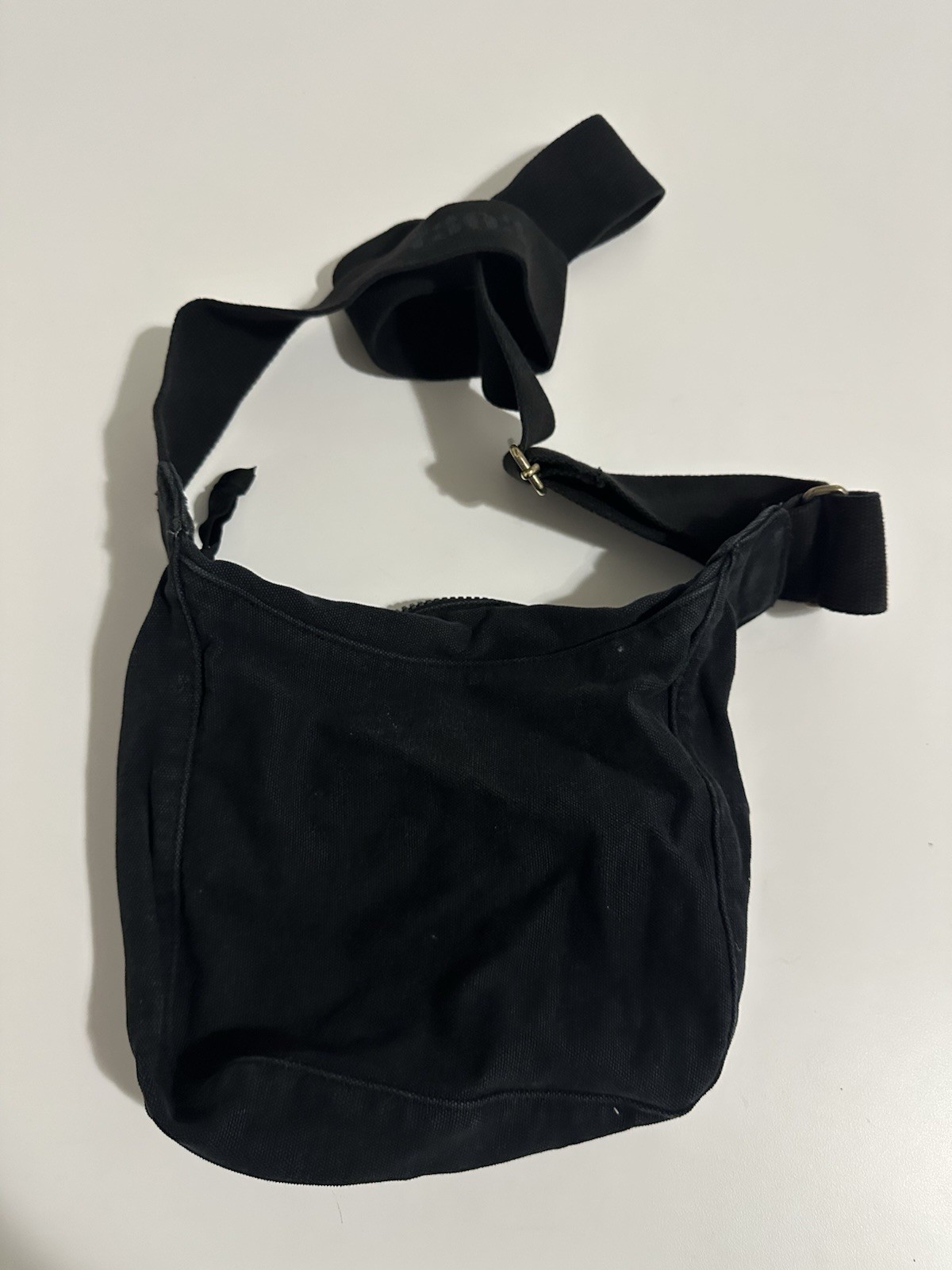 The Roots 1973 Canada Crossbody Pouch Bag Black Brown Canvas