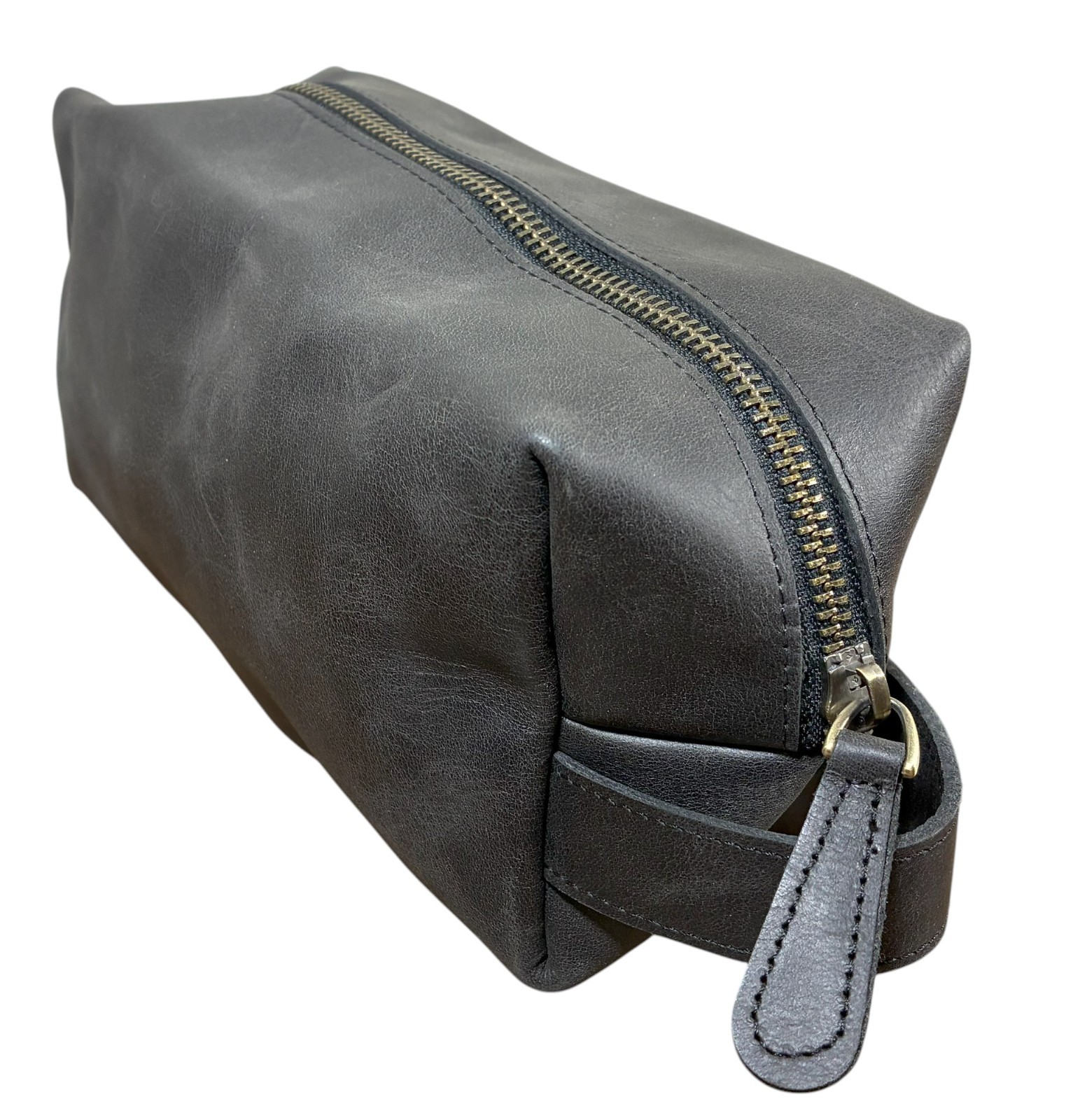 Baglunch Leather Toiletry Bag Dark Brown w/ Mythosaur Skull Design