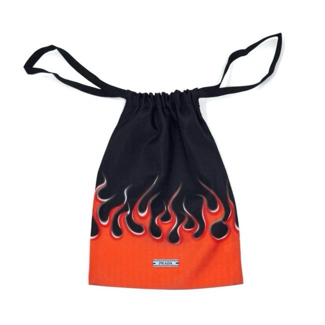 PRADA Flame Drawstring Dust Bag in Orange/Black(Size 7.5″ x 9″)