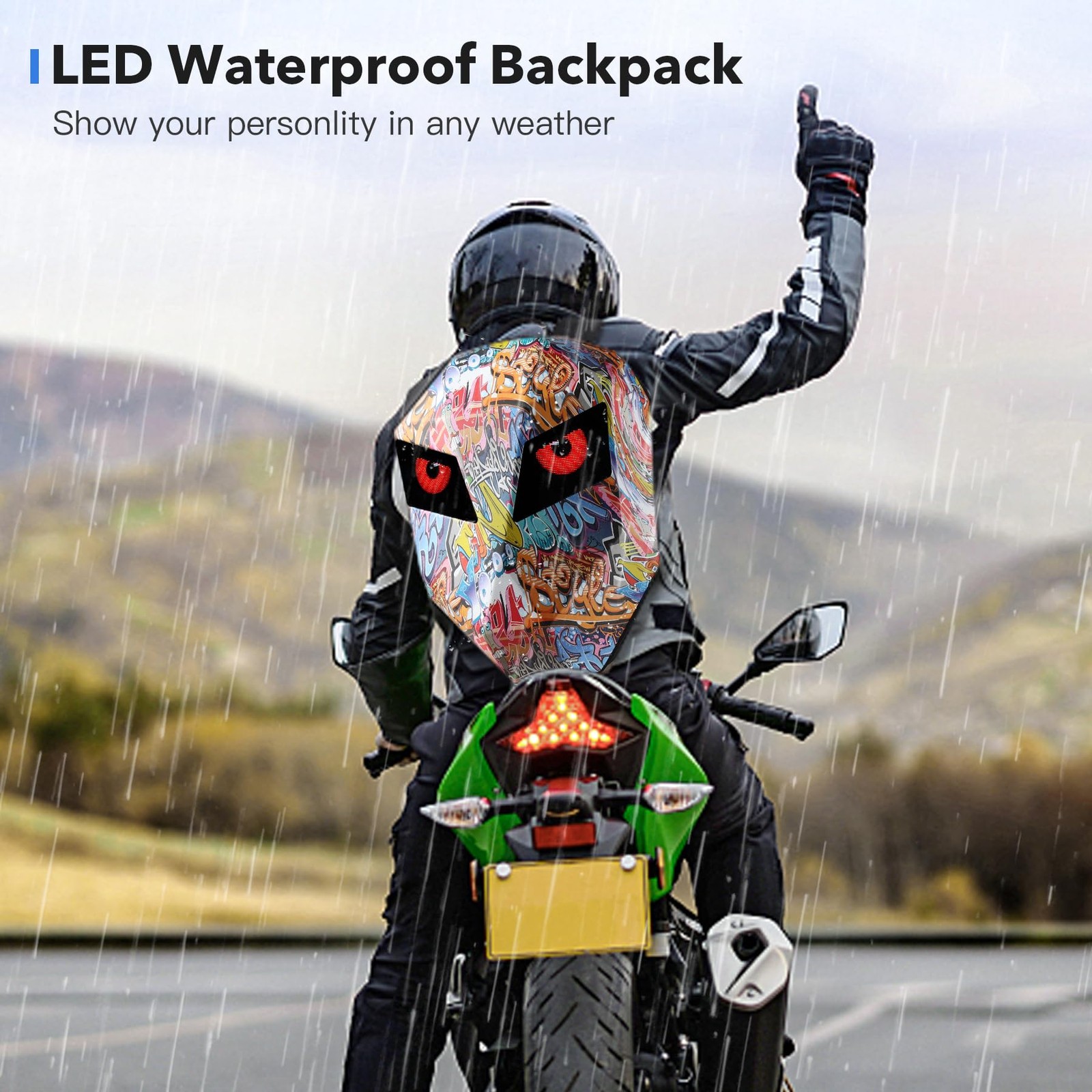 DABASHAN Motorcycle Backpacks 14.2 x 7.1 x 18.9 inches, Backpack(graffiti)