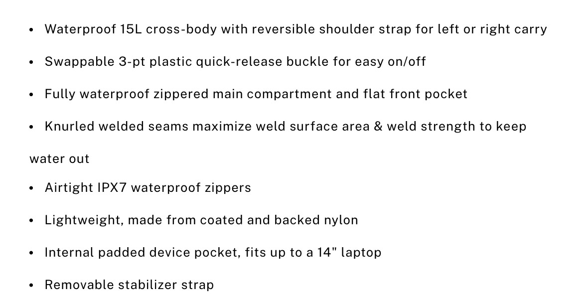 CHROME Industries Kadet Max WP Sling 15 Liter Adjustable White Waterproof