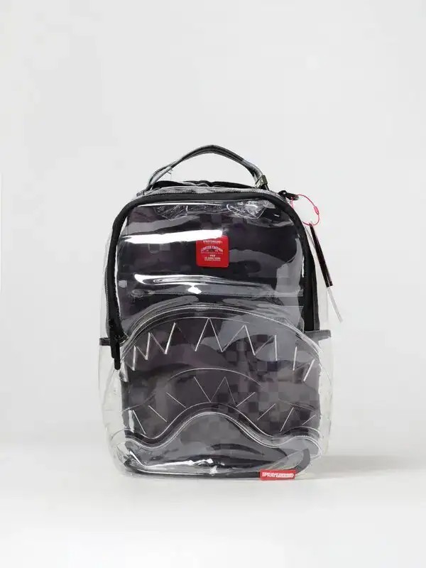 Sprayground 100% Clear Camo Checkered Black Transparent Bookbag Large School Bag