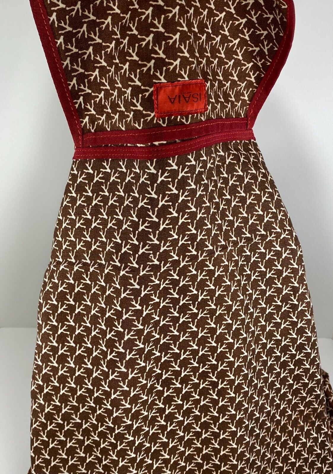 NEW ISAIA NAPOLI LINEN BROWN / WHITE CROSSBODY MESSENGER BAG ~ $275